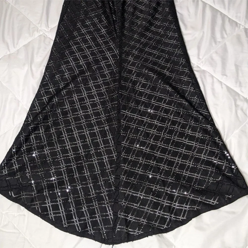 Vtg 98 Jessica McClintock Blk Metallic Mermaid Gown Sz 6 | Y2K Prom Formal Glam - Picture 14 of 16
